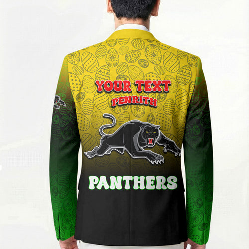 Personalized Penrith Panthers Blazer Easter Mascot - Colorful Eggs Cartoon Style