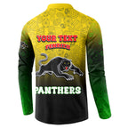Personalized Penrith Panthers Button Sweatshirt Easter Mascot - Colorful Eggs Cartoon Style