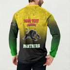 Personalized Penrith Panthers Button Sweatshirt Easter Mascot - Colorful Eggs Cartoon Style