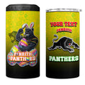 Personalized Penrith Panthers 4 in 1 Can Cooler Tumbler Easter Mascot - Colorful Eggs Cartoon Style