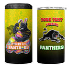 Personalized Penrith Panthers 4 in 1 Can Cooler Tumbler Easter Mascot - Colorful Eggs Cartoon Style