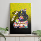 Personalized Penrith Panthers Canvas Wall Art Easter Mascot - Colorful Eggs Cartoon Style