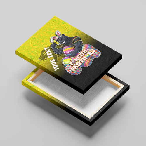 Personalized Penrith Panthers Canvas Wall Art Easter Mascot - Colorful Eggs Cartoon Style