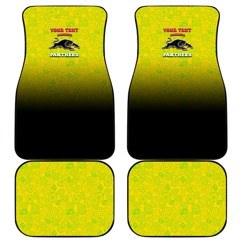 Personalized Penrith Panthers Car Mats Easter Mascot - Colorful Eggs Cartoon Style