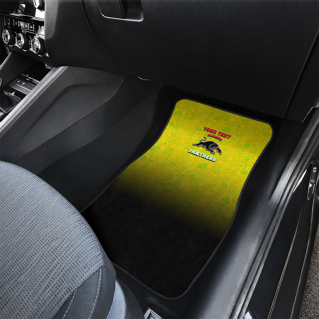 Personalized Penrith Panthers Car Mats Easter Mascot - Colorful Eggs Cartoon Style