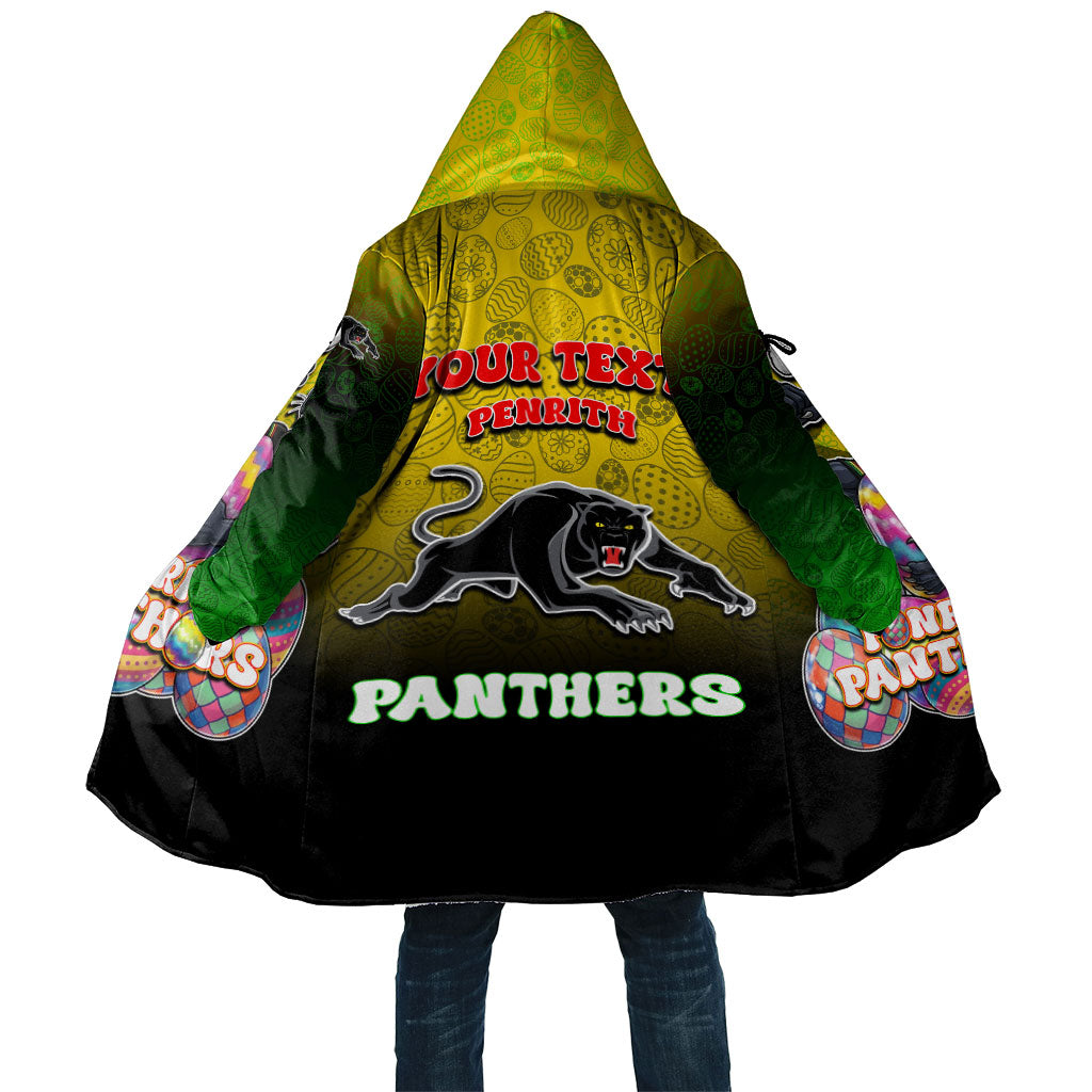 Personalized Penrith Panthers Cloak Easter Mascot - Colorful Eggs Cartoon Style