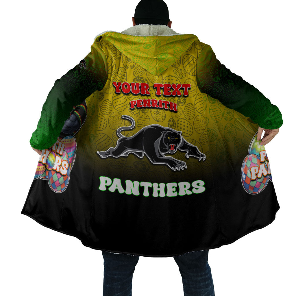 Personalized Penrith Panthers Cloak Easter Mascot - Colorful Eggs Cartoon Style