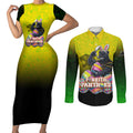 Personalized Penrith Panthers Couples Matching Short Sleeve Bodycon Dress and Long Sleeve Button Shirt Easter Mascot - Colorful Eggs Cartoon Style