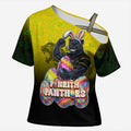 Personalized Penrith Panthers Cross Shoulder Shirt Easter Mascot - Colorful Eggs Cartoon Style