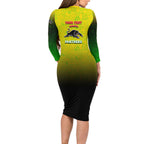 Personalized Penrith Panthers Family Matching Long Sleeve Bodycon Dress and Hawaiian Shirt Easter Mascot - Colorful Eggs Cartoon Style