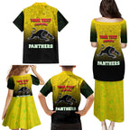 Personalized Penrith Panthers Family Matching Puletasi and Hawaiian Shirt Easter Mascot - Colorful Eggs Cartoon Style