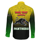 Personalized Penrith Panthers Family Matching Puletasi and Hawaiian Shirt Easter Mascot - Colorful Eggs Cartoon Style