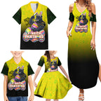 Personalized Penrith Panthers Family Matching Summer Maxi Dress and Hawaiian Shirt Easter Mascot - Colorful Eggs Cartoon Style
