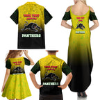 Personalized Penrith Panthers Family Matching Summer Maxi Dress and Hawaiian Shirt Easter Mascot - Colorful Eggs Cartoon Style
