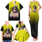 Personalized Penrith Panthers Family Matching Tank Maxi Dress and Hawaiian Shirt Easter Mascot - Colorful Eggs Cartoon Style