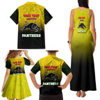 Personalized Penrith Panthers Family Matching Tank Maxi Dress and Hawaiian Shirt Easter Mascot - Colorful Eggs Cartoon Style