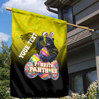 Personalized Penrith Panthers Garden Flag Easter Mascot - Colorful Eggs Cartoon Style