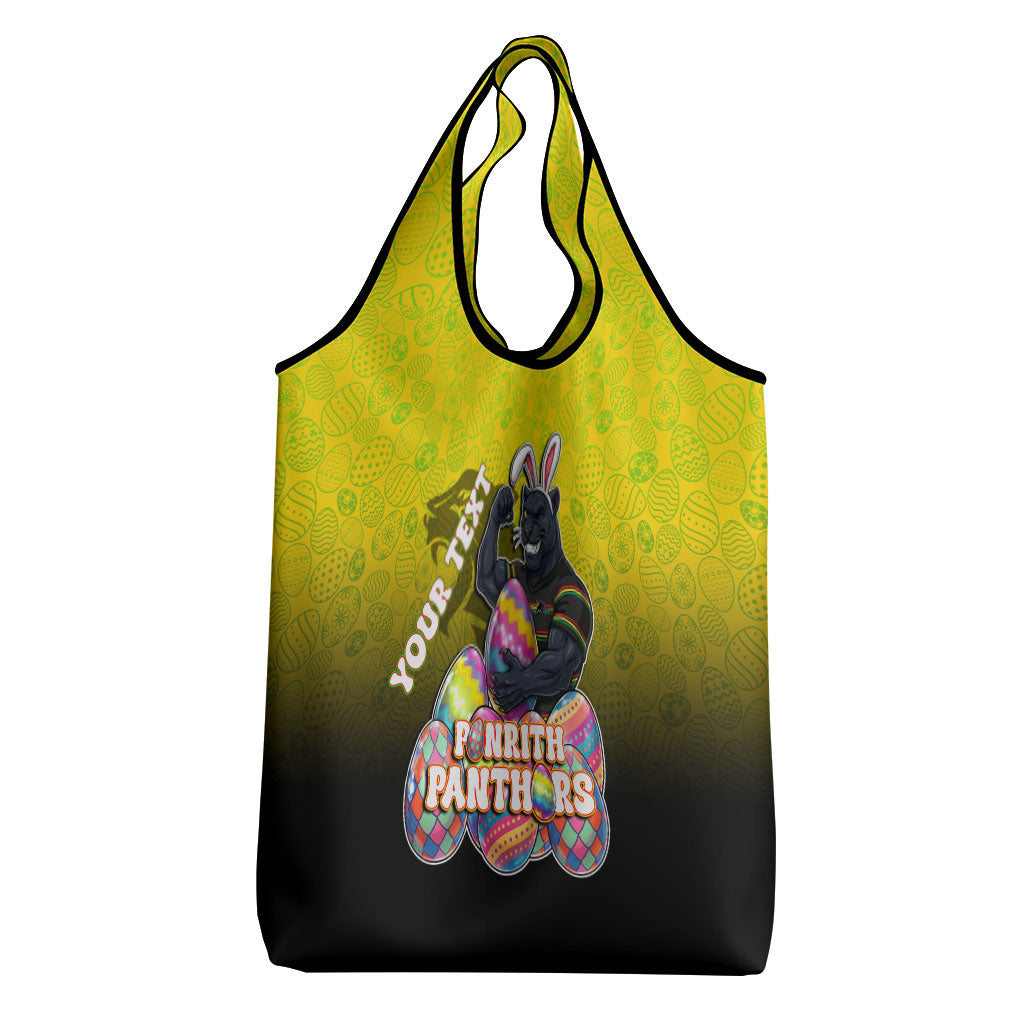 Personalized Penrith Panthers Grocery Bag Easter Mascot - Colorful Eggs Cartoon Style