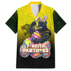 Personalized Penrith Panthers Hawaiian Shirt Easter Mascot - Colorful Eggs Cartoon Style