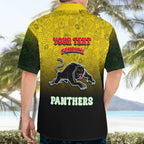 Personalized Penrith Panthers Hawaiian Shirt Easter Mascot - Colorful Eggs Cartoon Style