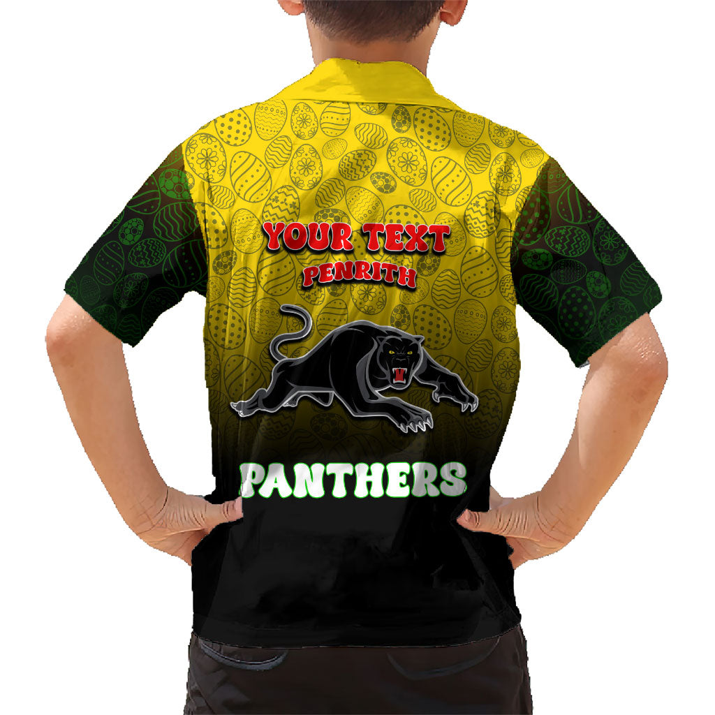 Personalized Penrith Panthers Hawaiian Shirt Easter Mascot - Colorful Eggs Cartoon Style
