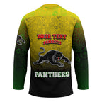 Personalized Penrith Panthers Hockey Jersey Easter Mascot - Colorful Eggs Cartoon Style