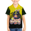 Personalized Penrith Panthers Kid Hawaiian Shirt Easter Mascot - Colorful Eggs Cartoon Style
