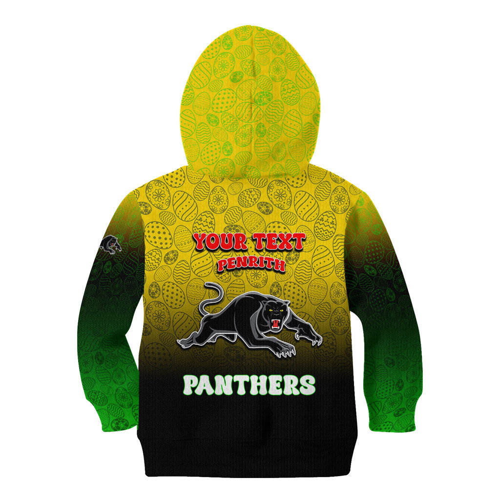 Personalized Penrith Panthers Kid Hoodie Easter Mascot - Colorful Eggs Cartoon Style