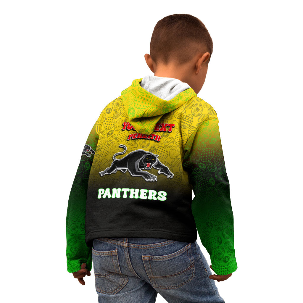 Personalized Penrith Panthers Kid Hoodie Easter Mascot - Colorful Eggs Cartoon Style