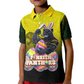 Personalized Penrith Panthers Kid Polo Shirt Easter Mascot - Colorful Eggs Cartoon Style