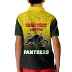 Personalized Penrith Panthers Kid Polo Shirt Easter Mascot - Colorful Eggs Cartoon Style