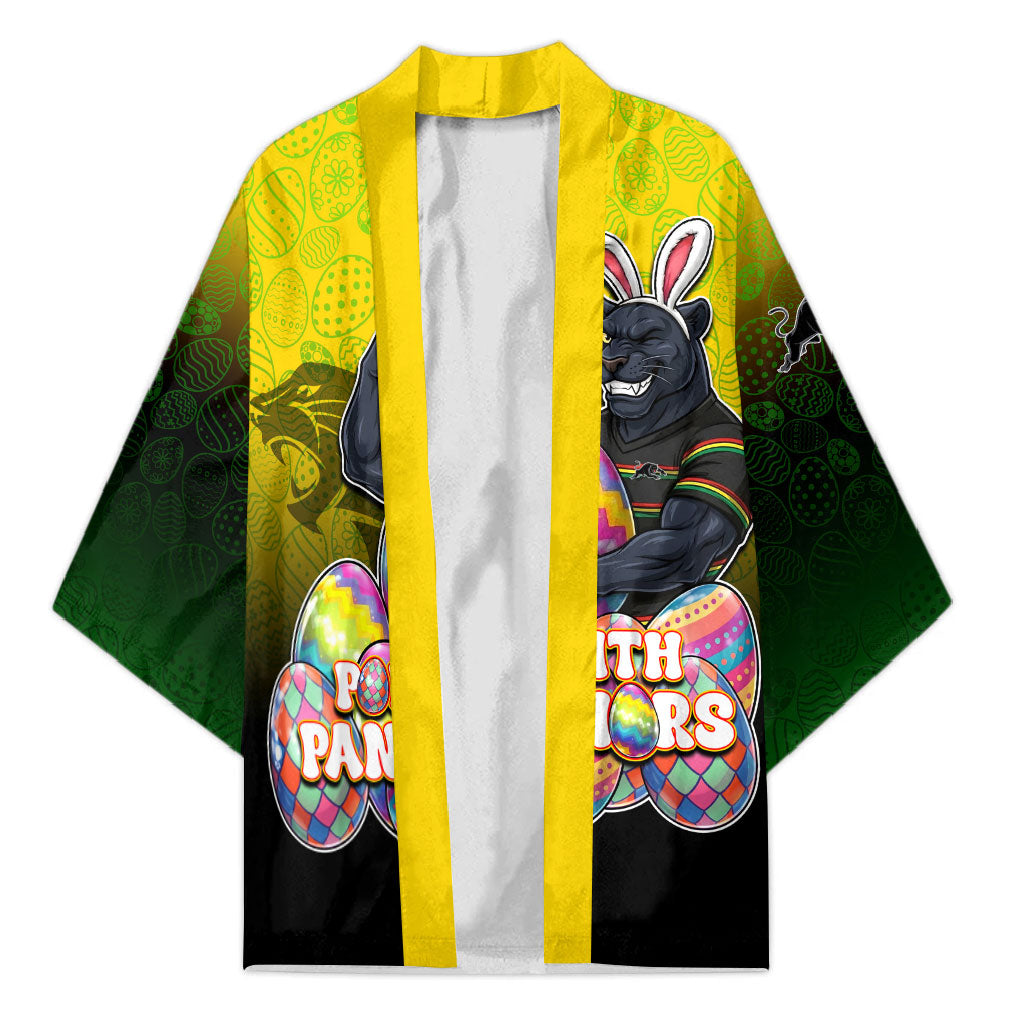 Personalized Penrith Panthers Kimono Easter Mascot - Colorful Eggs Cartoon Style