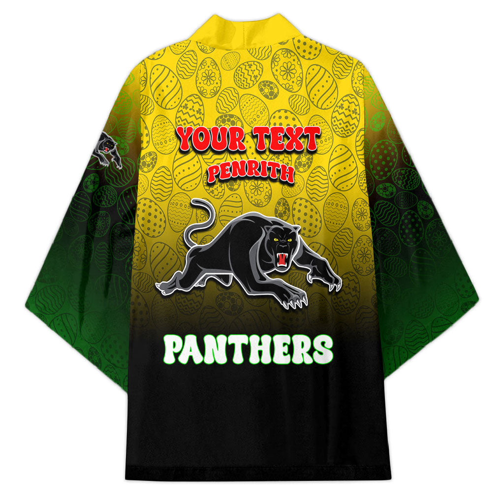 Personalized Penrith Panthers Kimono Easter Mascot - Colorful Eggs Cartoon Style
