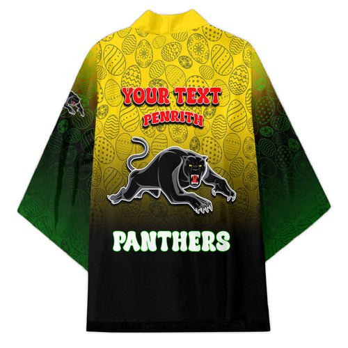 Personalized Penrith Panthers Kimono Easter Mascot - Colorful Eggs Cartoon Style
