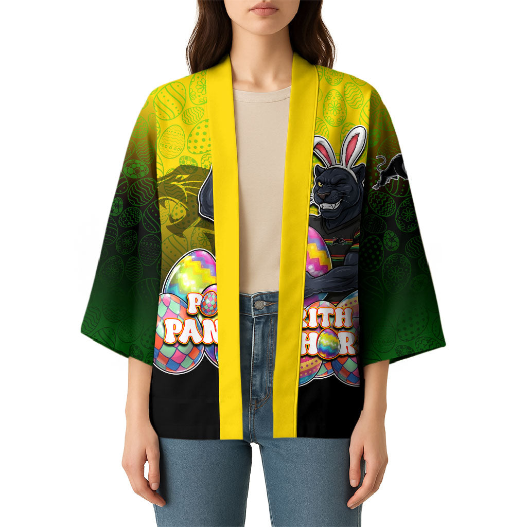 Personalized Penrith Panthers Kimono Easter Mascot - Colorful Eggs Cartoon Style
