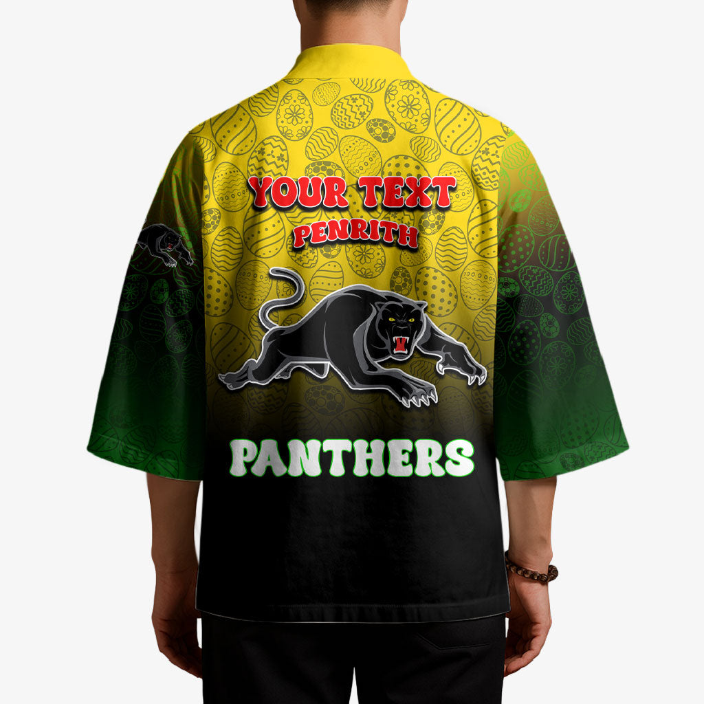 Personalized Penrith Panthers Kimono Easter Mascot - Colorful Eggs Cartoon Style