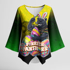 Personalized Penrith Panthers Kimono Sleeve Blouse Easter Mascot - Colorful Eggs Cartoon Style