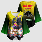 Personalized Penrith Panthers Kimono Sleeve Blouse Easter Mascot - Colorful Eggs Cartoon Style