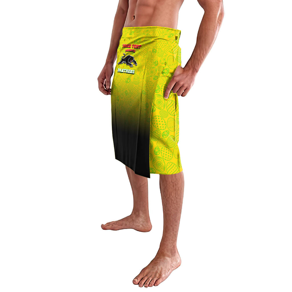 Personalized Penrith Panthers Lavalava Easter Mascot - Colorful Eggs Cartoon Style