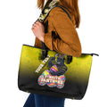 Personalized Penrith Panthers Leather Tote Bag Easter Mascot - Colorful Eggs Cartoon Style