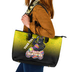 Personalized Penrith Panthers Leather Tote Bag Easter Mascot - Colorful Eggs Cartoon Style