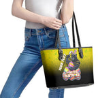 Personalized Penrith Panthers Leather Tote Bag Easter Mascot - Colorful Eggs Cartoon Style