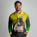 Personalized Penrith Panthers Long Sleeve Polo Shirt Easter Mascot - Colorful Eggs Cartoon Style