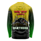 Personalized Penrith Panthers Long Sleeve Shirt Easter Mascot - Colorful Eggs Cartoon Style