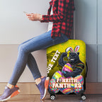 Personalized Penrith Panthers Luggage Cover Easter Mascot - Colorful Eggs Cartoon Style
