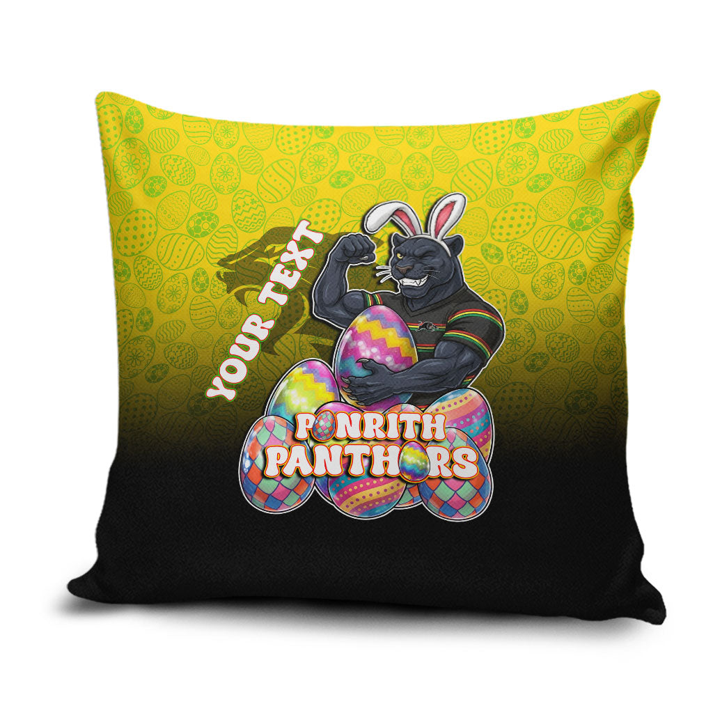 Personalized Penrith Panthers Pillow Cover Easter Mascot - Colorful Eggs Cartoon Style