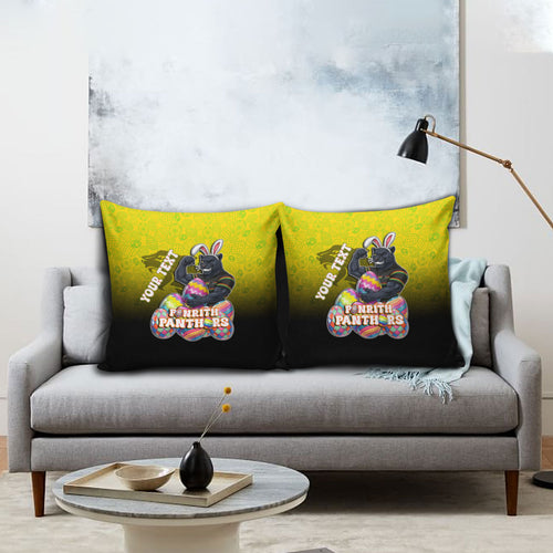 Personalized Penrith Panthers Pillow Cover Easter Mascot - Colorful Eggs Cartoon Style