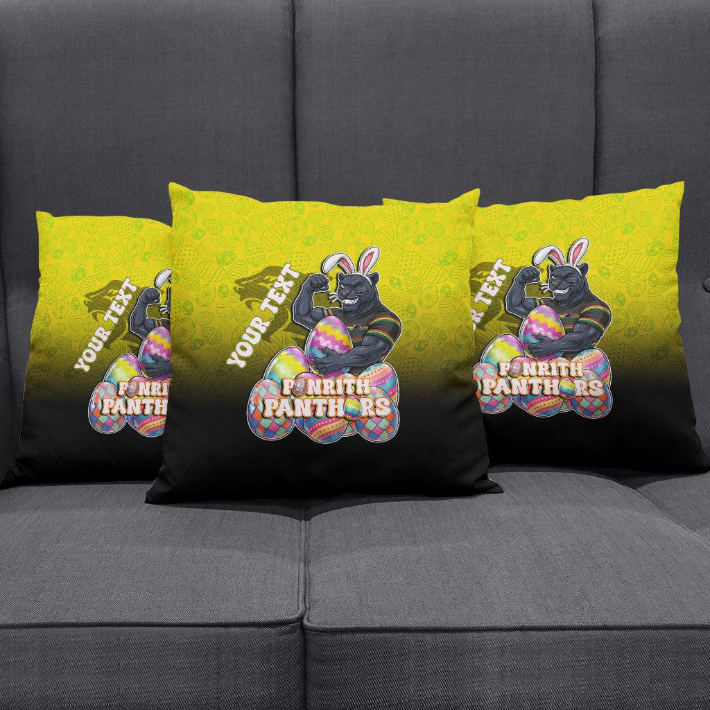 Personalized Penrith Panthers Pillow Cover Easter Mascot - Colorful Eggs Cartoon Style