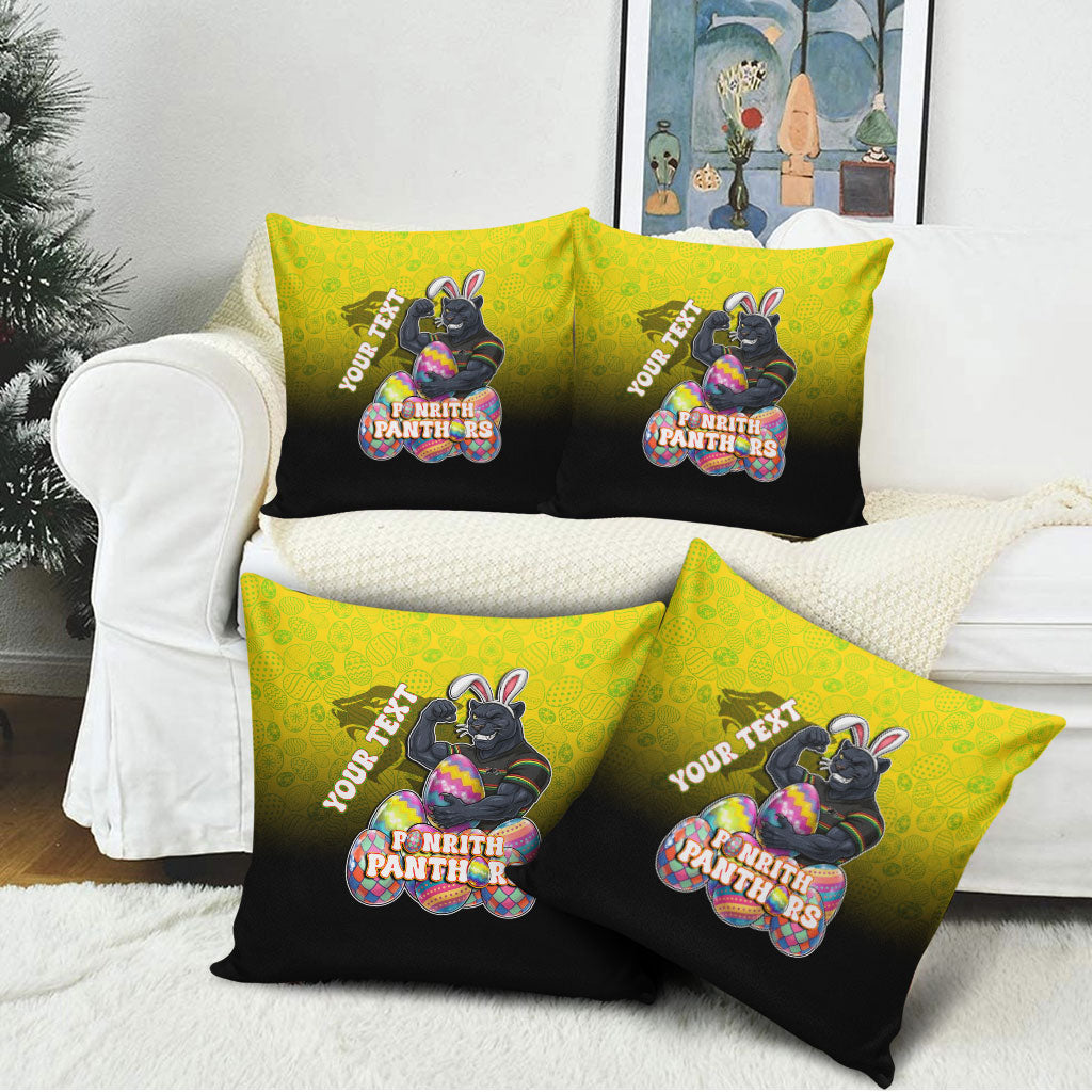 Personalized Penrith Panthers Pillow Cover Easter Mascot - Colorful Eggs Cartoon Style