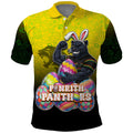 Personalized Penrith Panthers Polo Shirt Easter Mascot - Colorful Eggs Cartoon Style